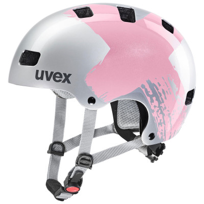 Dětská cyklistická přilba Uvex KID 3 55-58 stříbrná/růžová