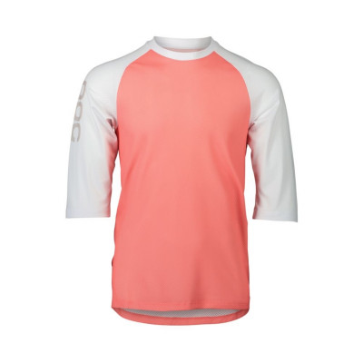 Letní pánský MTB Dres POC Pure 3/4 Ammolite Coral/Hydrogen White