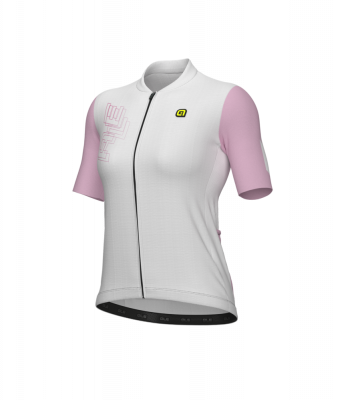 Letní cyklistický dres Alé Cycling Follow Me PR-E dámský bílý/růžový