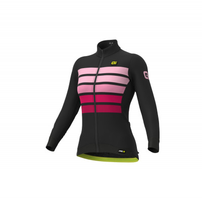 Zateplený cyklistický dres dámský Alé PR-R Somra Wool Thermo černý/růžový