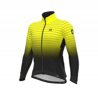 Zimní cyklistická bunda pánská Alé PRS Bullet DWR Stretch černá/fluo žlutá