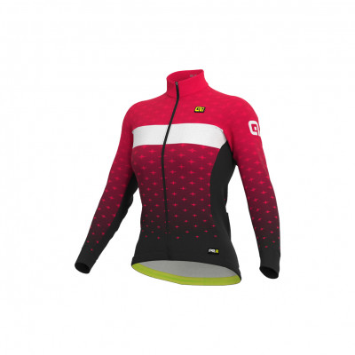 Zateplený cyklistický dres ALÉ dámský PR-R STARS černý/ružový