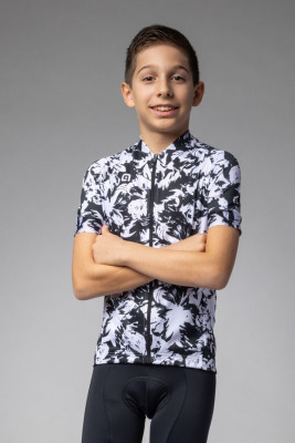 Letní cyklistický dres Alé Cycling Essenza Kid dětský černý/bílý