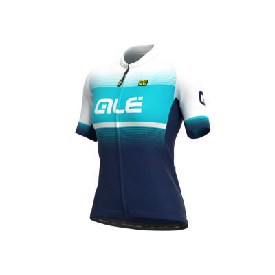 Letní cyklistický dres dámský ALÉ SOLID BLEND LADY modrý/bíly