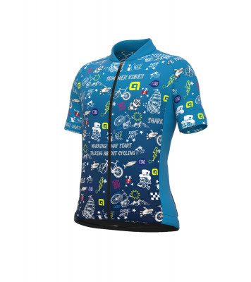 Letní cyklistický dres dětský Alé Kids Vibes modrý