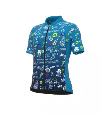 Letní cyklistický dres dětský Alé Kids Vibes modrý