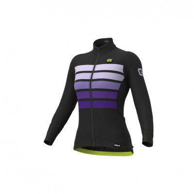 Zateplený cyklistický dres ALÉ dámský PR-R SOMBRA WOOL THERMO černý/fialový