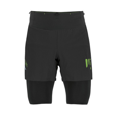 Běžecké krátké kalhoty s vnitřními boxerkami pánské Karpos Cengia černé/zelené