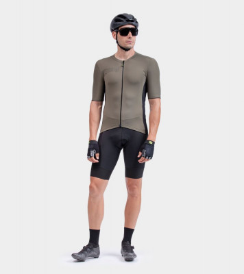 Letní cyklistický pánský dres Alé Cycling Solid Color Block hnědý