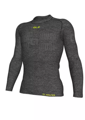 Zimní cyklistické funkční tričko pánské Alé Cycling Seamless Wool šedé