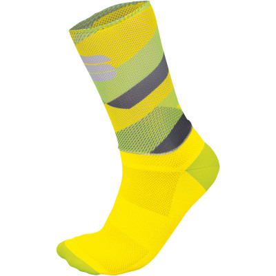 Sportful Bodyfit Team 15 Ponožky žluté fluo/světle žluté/tmavě šedé