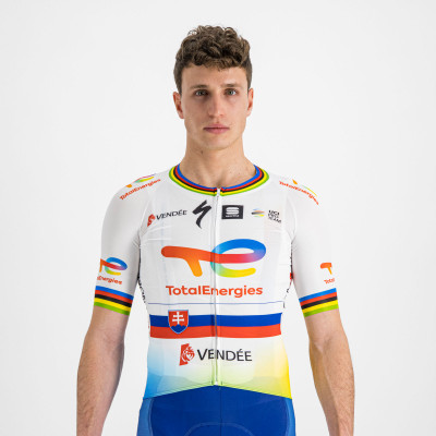 Letní cyklistický dres pánský Sportful TotalEnergies Bomber Petra Sagana bílý