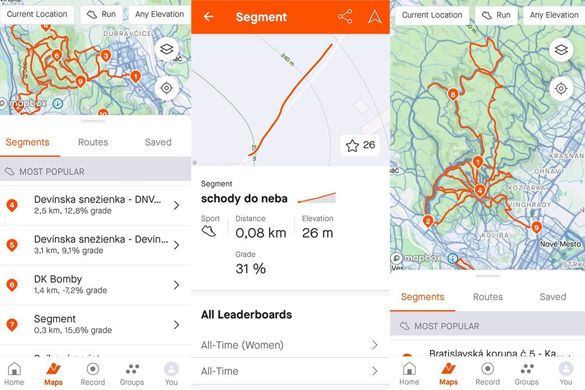 Plánování trasy v aplikaci Strava